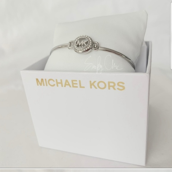 NWT authentic MK Silver tone pave logo bracelet - Picture 3 of 4